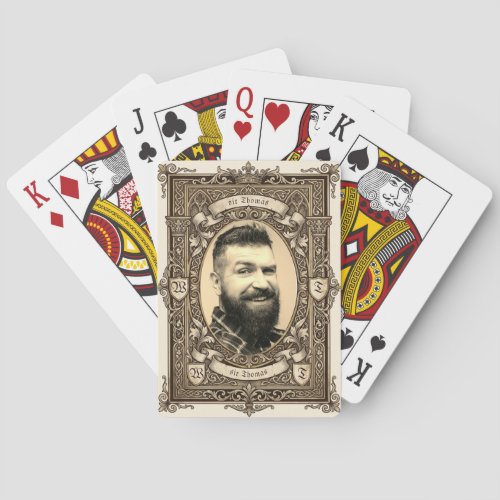 Vintage Medieval Sepia Photo Monogram Name Poker Cards