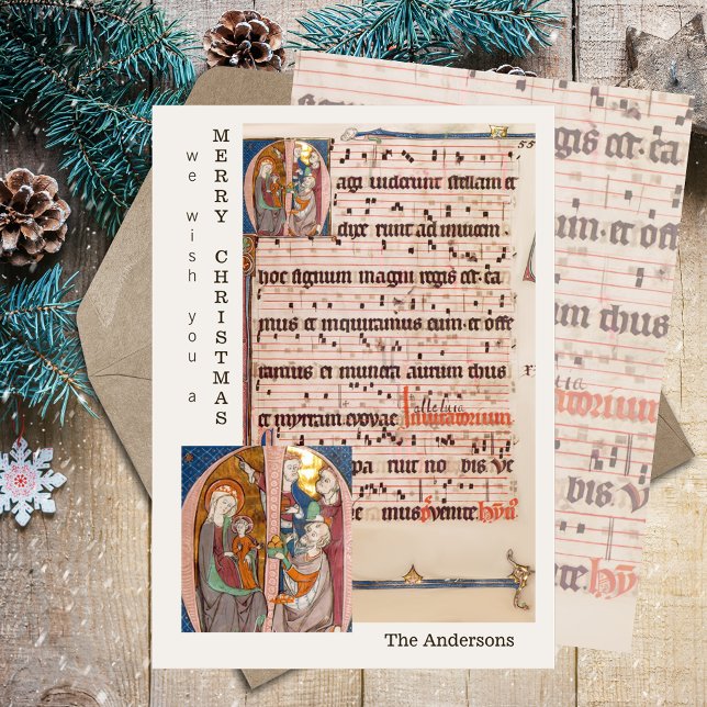 Vintage Medieval Sheet Music Christmas Nativity Holiday Card (Vintage Medieval Gregorian Chant Sheet Music Religious Christian Nativity Epiphany Christmas Card)