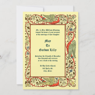 Vintage Medieval Style Dragons Floral Vine Wedding Invitation
