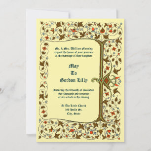 Vintage Medieval Style Floral Vine Tree Wedding Invitation