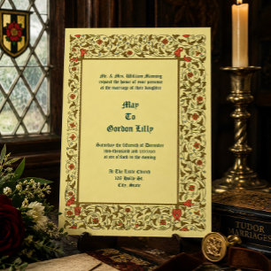 Vintage Medieval Style Floral Vine Wedding Invitation