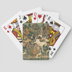 Vintage Medieval Unicorn Defends Himself Art Poker Cards