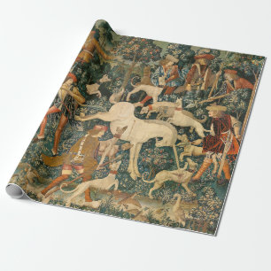Vintage Medieval Unicorn Defends Himself Art Wrapping Paper