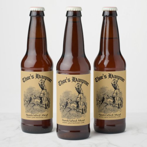 Vintage Medieval Viking Thor Template Beer Bottle Label