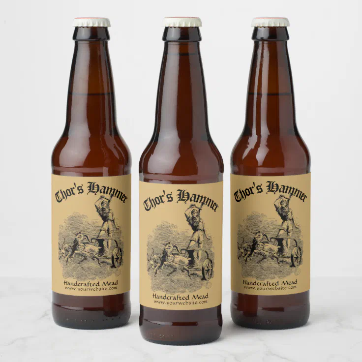 Vintage Medieval Viking Thor Template Beer Bottle Label | Zazzle