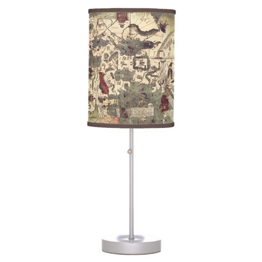 Vintage Medieval World Map lamp shade (Front)