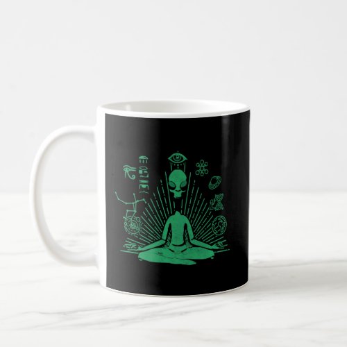 Vintage Meditating Alien History Zen Planets Unive Coffee Mug