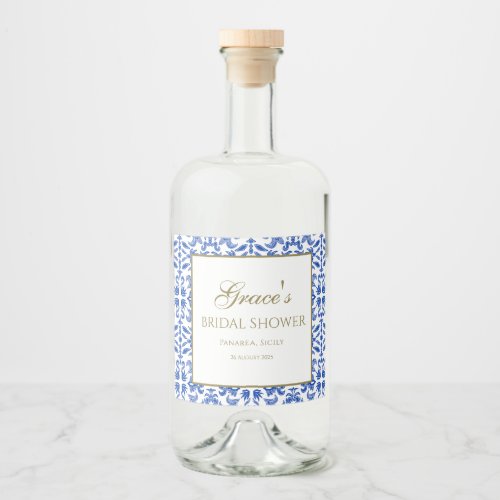 Vintage Mediterranean Bridal Shower Liquor Label