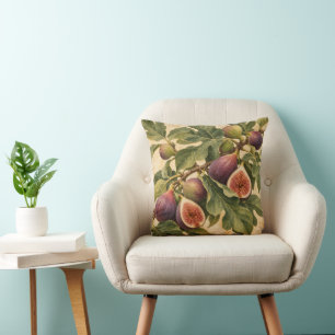 Vintage Mediterranean Fig Branch Botanical Throw P Pillow