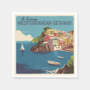 Vintage Mediterranean Getaway Travel Design Napkins