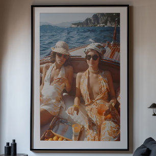 Vintage Mediterranean Glamour Classic Boat Trip Poster