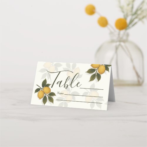 Vintage Mediterranean Lemon Botanical Place Card