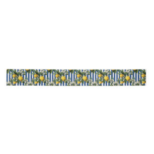 Vintage Mediterranean Lemons Decoupage Satin Ribbon