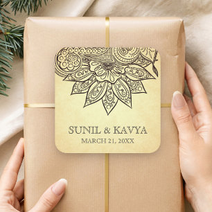 Vintage Mehendi Henna Indian Wedding Favor Sticker