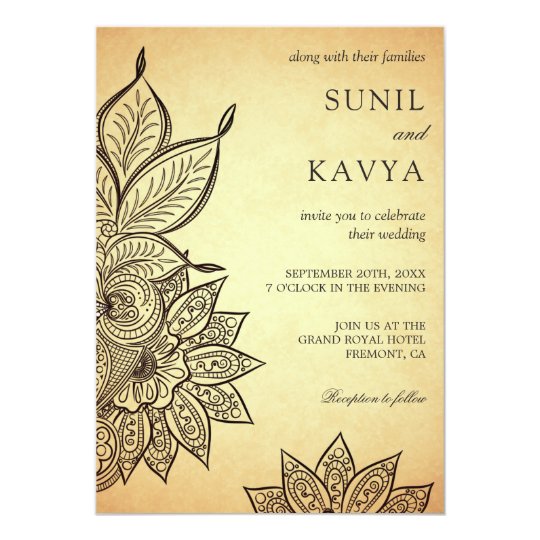 Vintage Mehendi Henna Indian Wedding Invitation | Zazzle.com