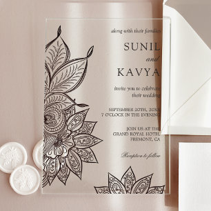 Vintage Mehendi Henna Indian Wedding Invitation