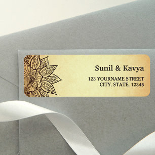 Vintage Mehendi Henna Indian Wedding Label