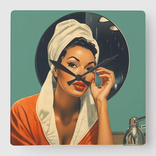 Vintage Melanated Beauty  Square Wall Clock (Front)
