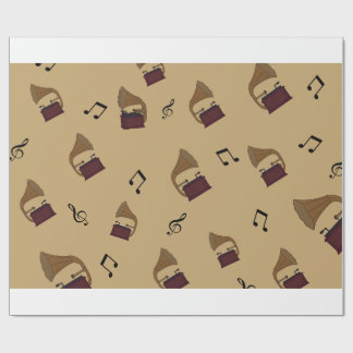 Vintage Melody Gramophone Music Pattern Wrapping Paper