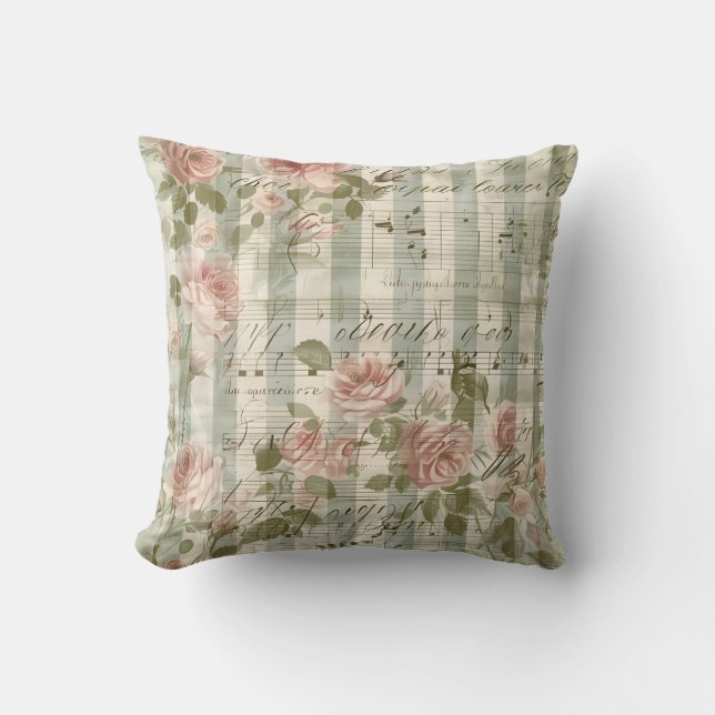 Vintage Melody Throw Pillow (Front)