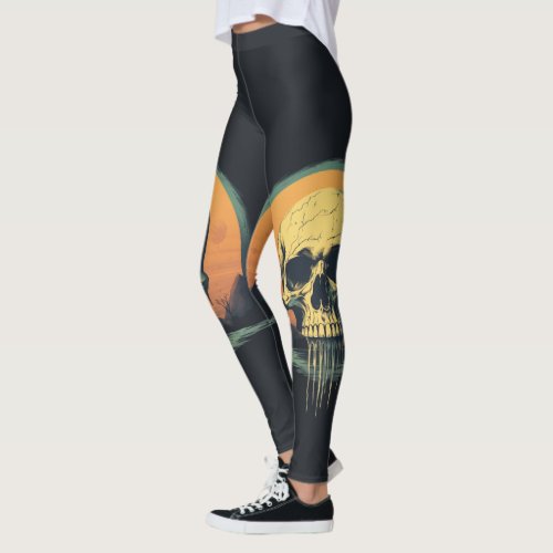 Vintage Melting Skull Leggings