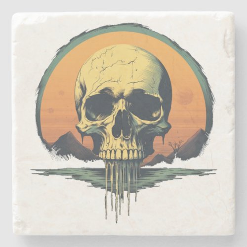 Vintage Melting Skull Stone Coaster