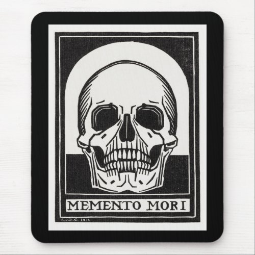 Vintage Memento Mori Skull Illustration Art Mouse Pad