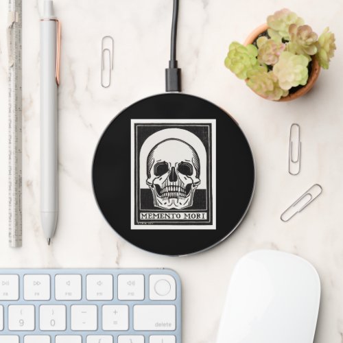 Vintage Memento Mori Skull Illustration Art Wireless Charger