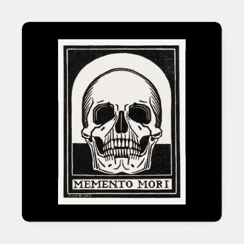 Vintage Memento Mori Skull Illustration Coaster Set