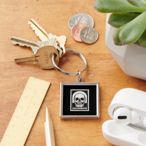 Vintage Memento Mori Skull Illustration Keychain