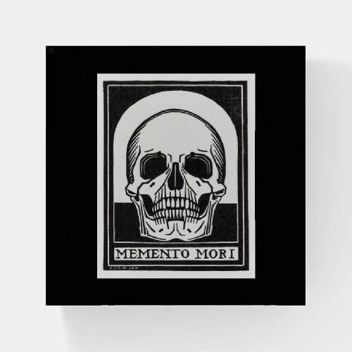Vintage Memento Mori Skull Illustration Paperweight