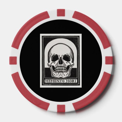 Vintage Memento Mori Skull Illustration Poker Chips