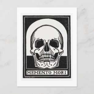 Vintage Memento Mori Skull Illustration Postcard