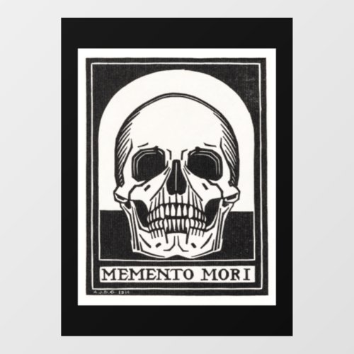 Vintage Memento Mori Skull Illustration Window Cling
