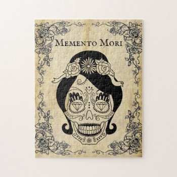 Vintage Memento Mori Woman Skull Jigsaw Puzzle by RiverJude at Zazzle