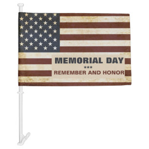 Vintage Memorial Day America Car Flag