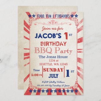 Vintage Memorial Day Birthday Party Invitation by Invitationboutique at Zazzle