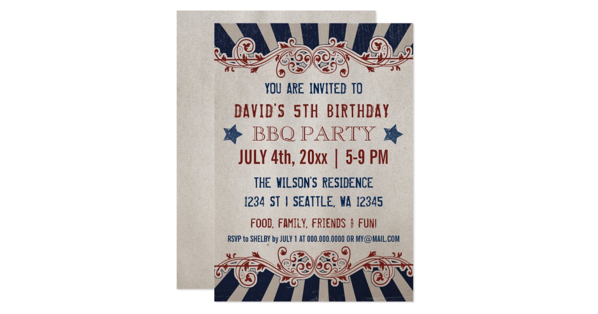 Vintage Memorial Day Birthday Party Invitations | Zazzle.com