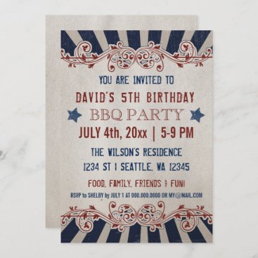 Vintage Memorial Day Birthday Party Invitations