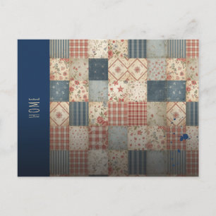 Vintage Memory Quilt Patchwork Cottagecore America Holiday Postcard