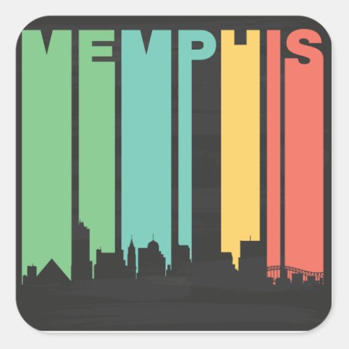 Vintage Memphis Cityscape Square Sticker