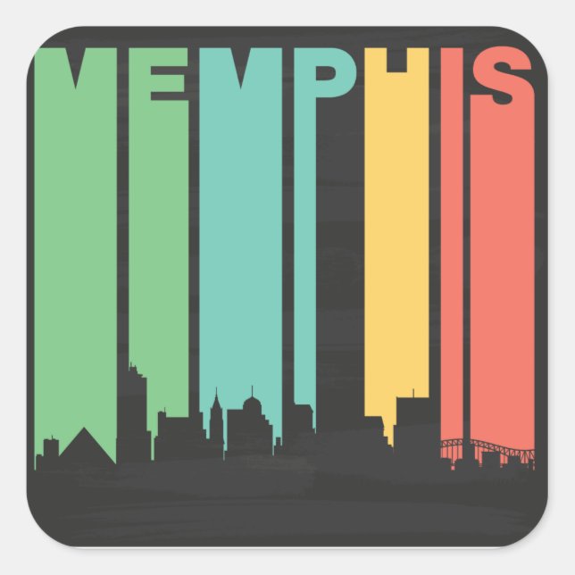 Vintage Memphis Cityscape Square Sticker (Front)