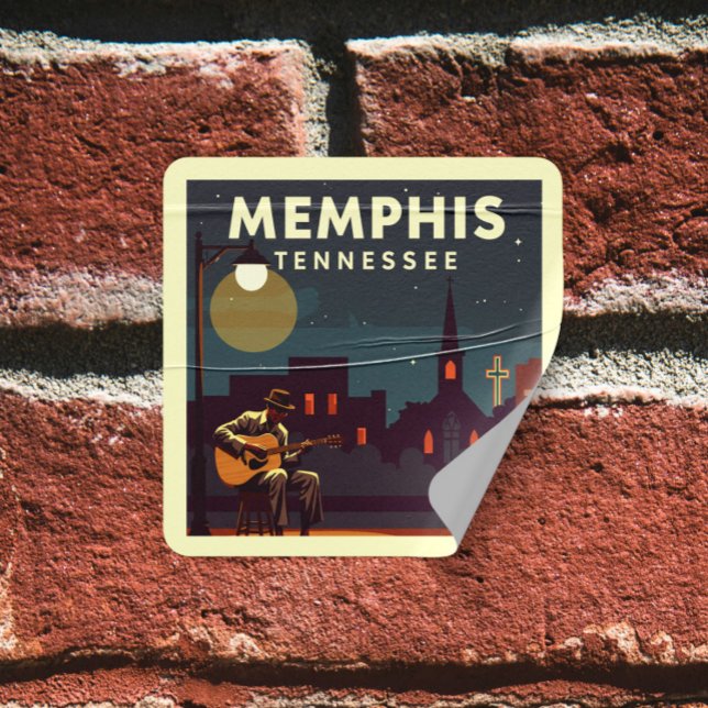 Vintage Memphis Tennessee Square Sticker (Creator Uploaded)