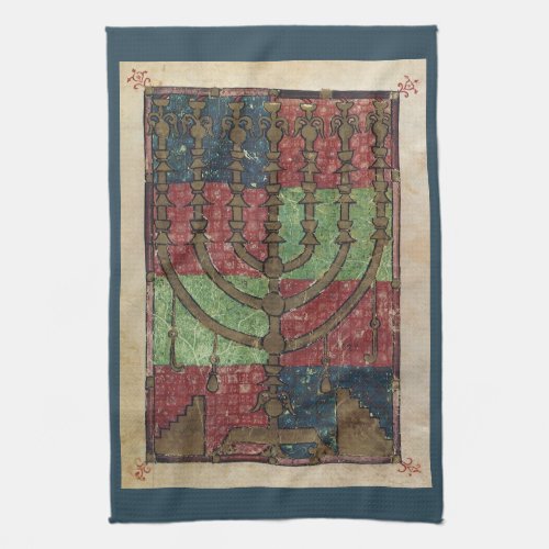 Vintage Menorah Festival of Lights Happy Hanukkah Kitchen Towel