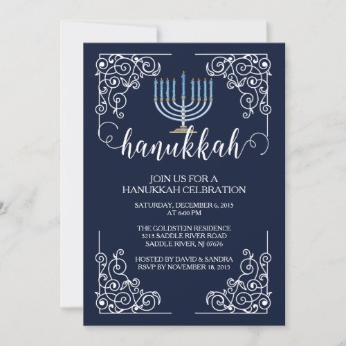 Vintage Menorah Hanukkah Celebration Invitation