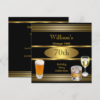 Vintage Mens 70th Birthday Party Gold Beer 1945 Invitation