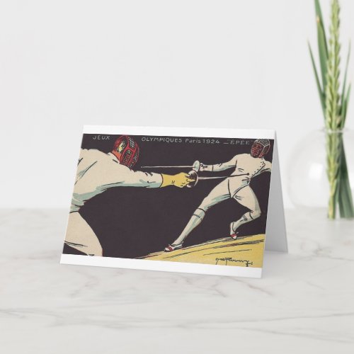 Vintage Mens Epee Fencing Note Card
