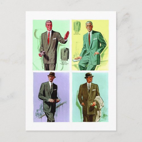 Vintage Mens Fashion Suits Required Postcard