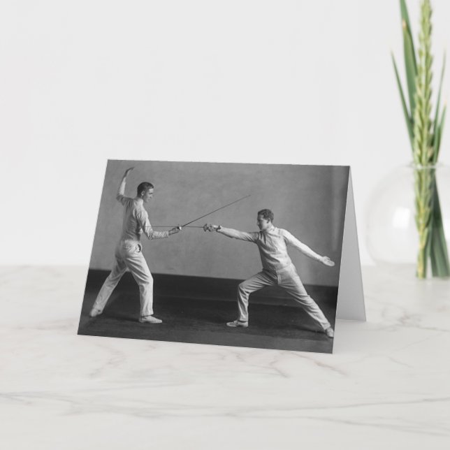Vintage Men's Foil Fencing Note Card (Front)