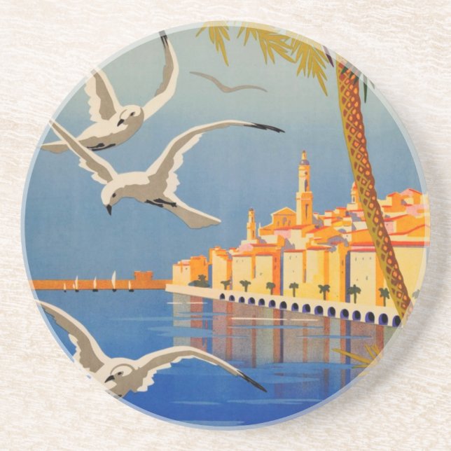 Vintage Menton CoTe D'azur Coaster (Front)